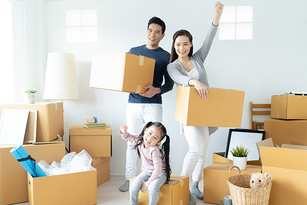 Family moving into new home.