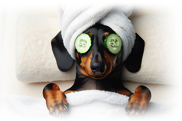Dog being pampered
